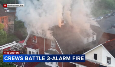 Crews battle 3-alarm fire in Bethlehem