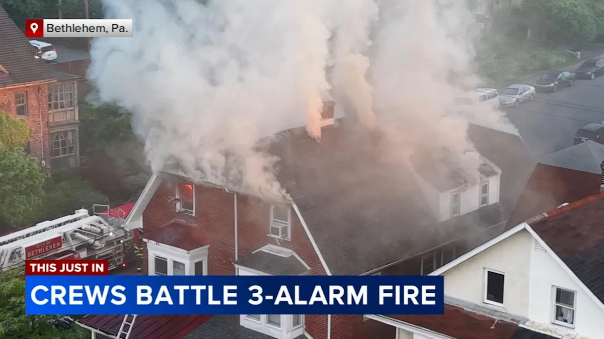 Crews battle 3-alarm fire in Bethlehem