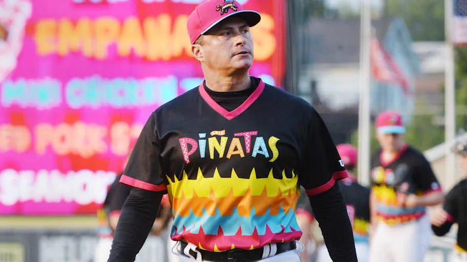 Erie SeaWolves manager Gabe Alvarez in special unifor