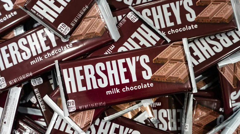 A pile of Hershey's chocolate bars