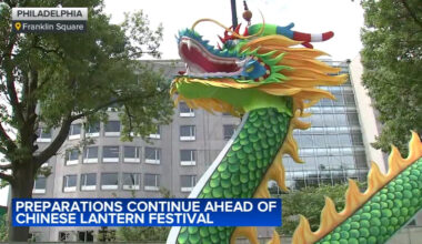 Crews prepare for the Philadelphia Chinese Lantern Festival