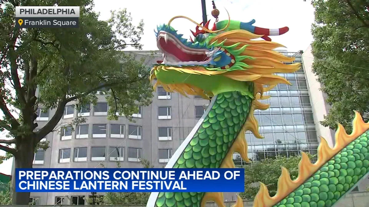Crews prepare for the Philadelphia Chinese Lantern Festival
