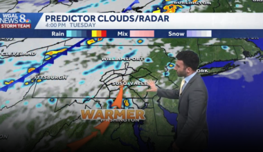Clear & calm overnight; milder early week & rain returns midweek for south-central Pennsylvania