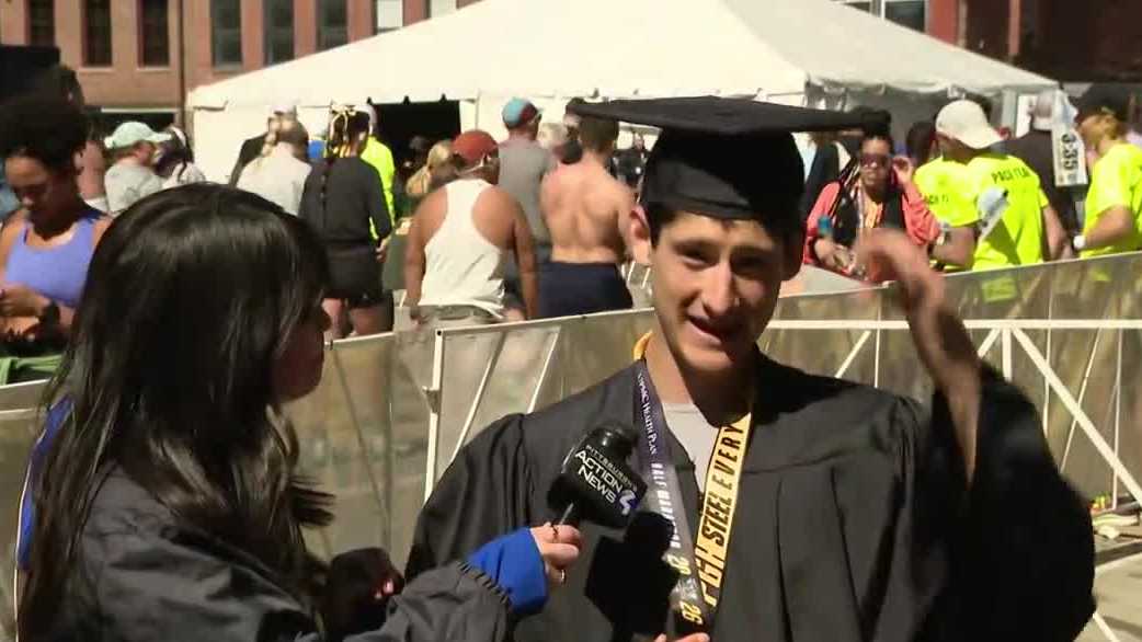 Pitt graduate finishes Pittsburgh Marathon in cap & gown