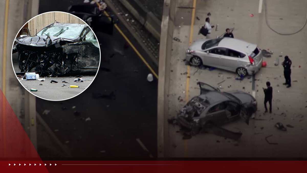 2 dead after car crashes off ramp, multiple vehicles involved