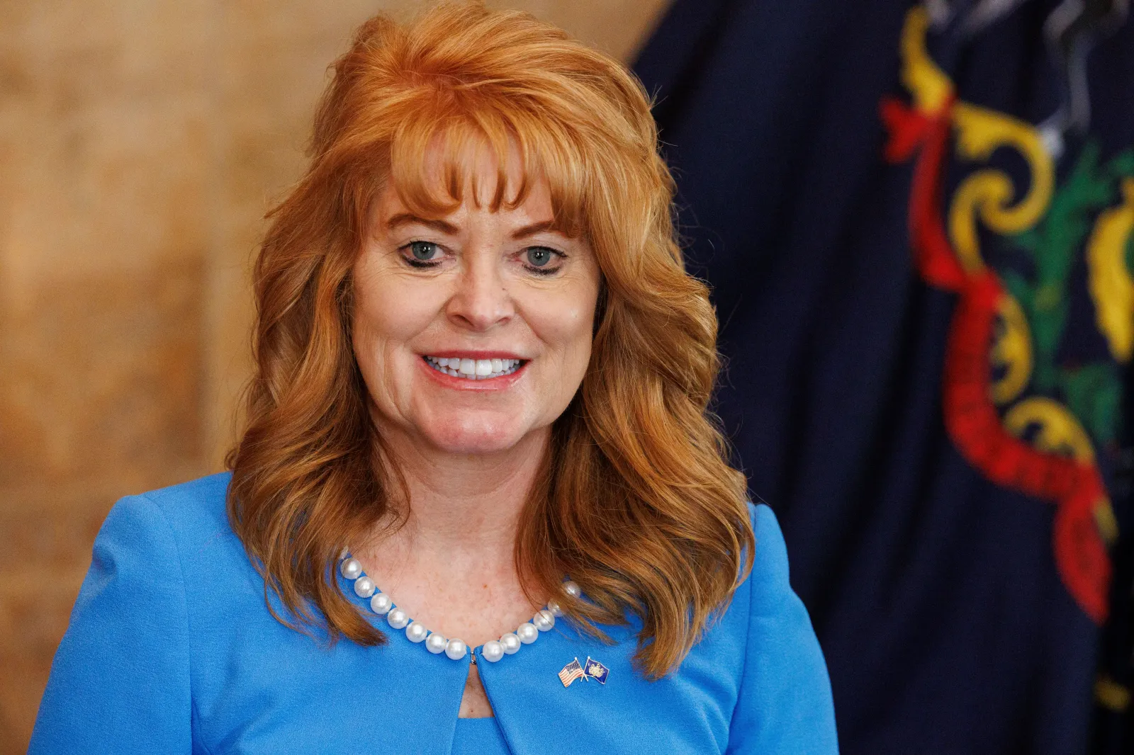 Pennsylvania State Treasurer Stacy Garrity at the Treasury Building in Harrisburg on April 10, 2024.