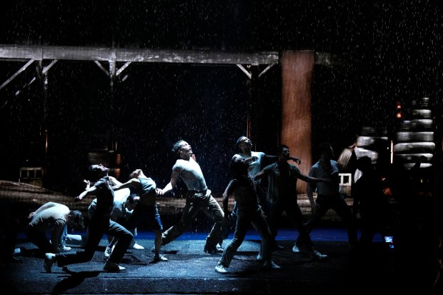 The original Broadway cast of "The Outsiders," a musical coming to Philadelphia's Academy of Music. New York. (Associated Press)