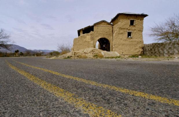 Texas State Highway 170 passes The Mission del Sagrado Corazon.