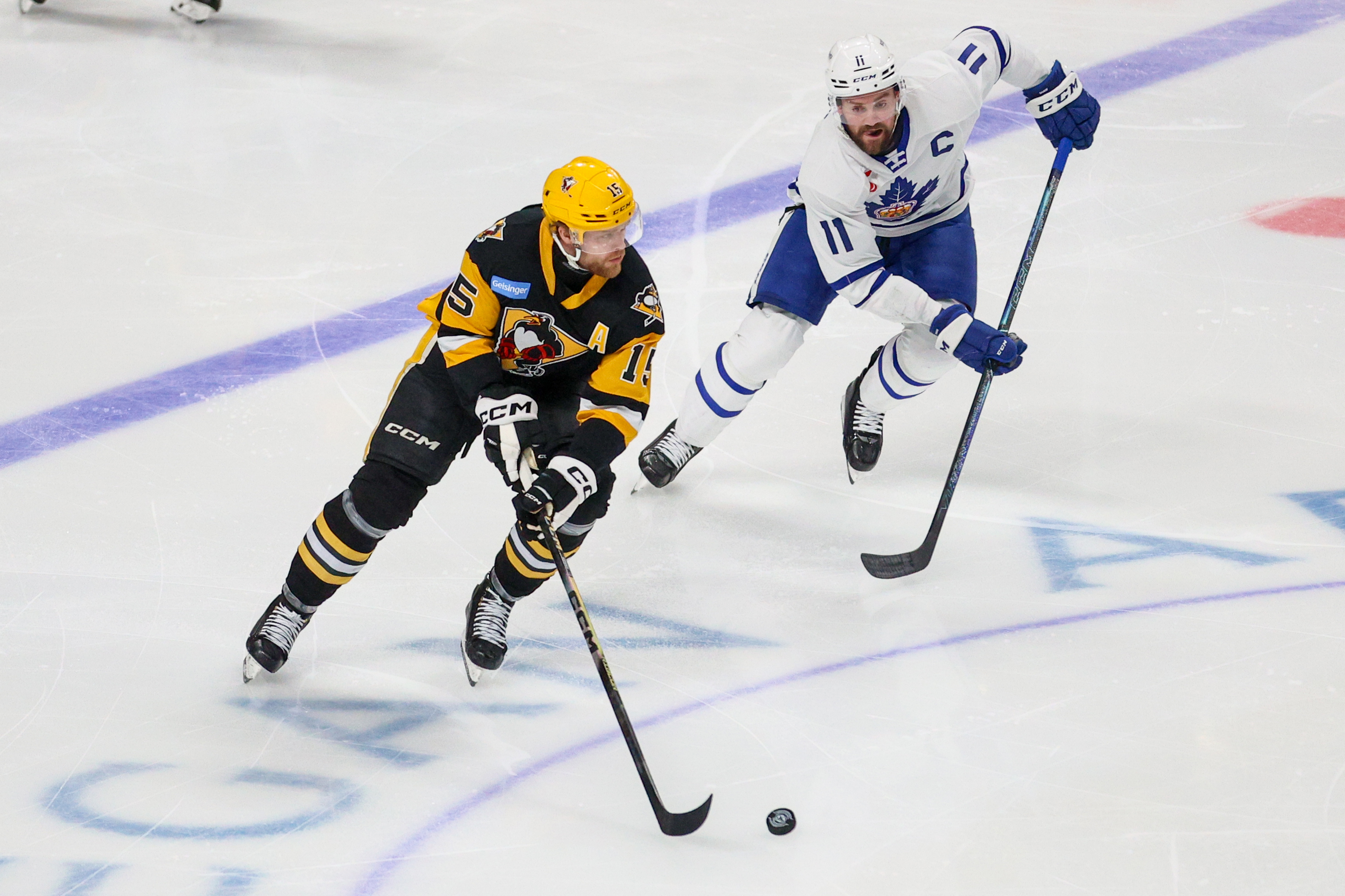 Wilkes-Barre/Scranton’s Joona Koppanen handles the puck during Game 2 of...