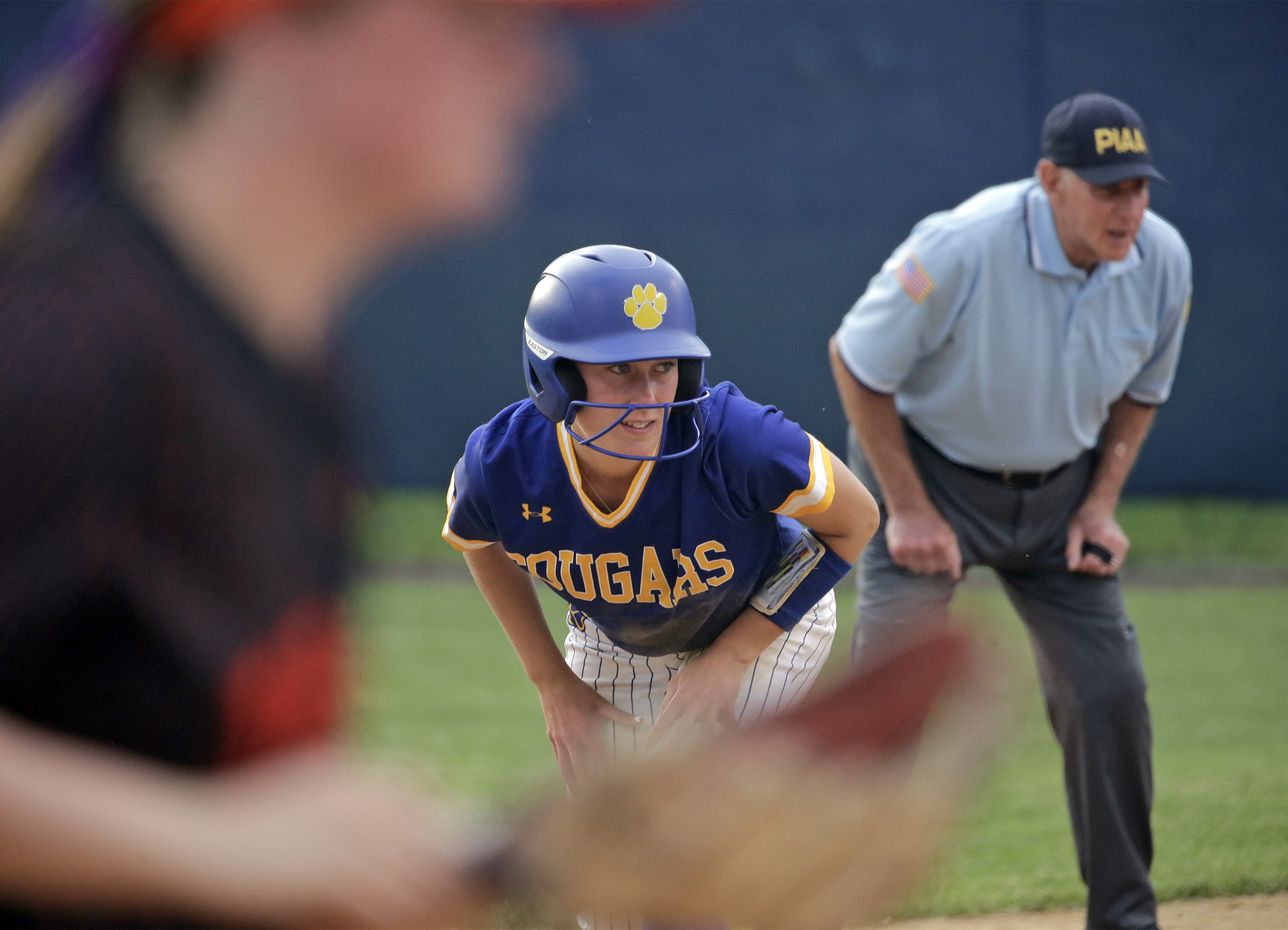 Valley View’s Lilly Smith takes a lead from second base...