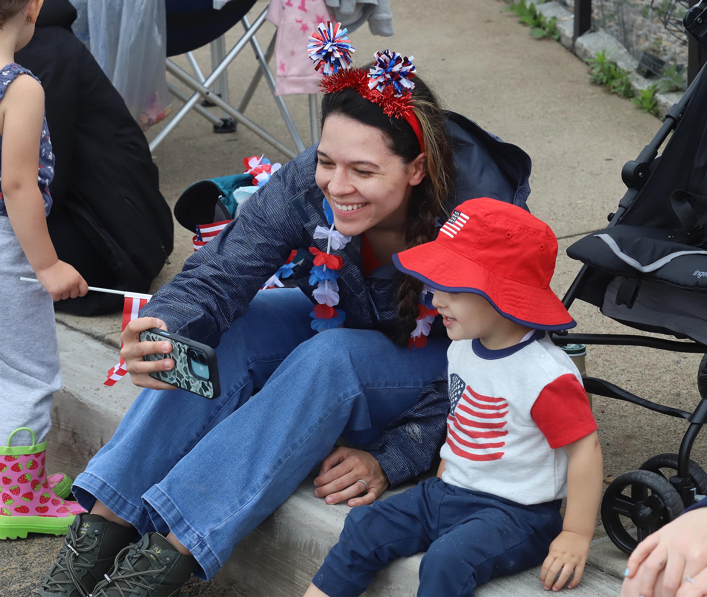 Samantha Nowicki takes a selfie with her son Luke along...