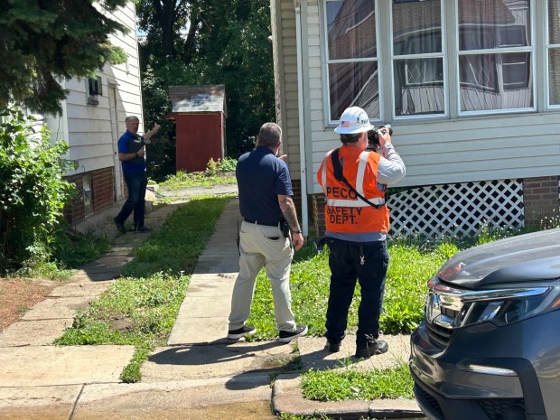PECO crews on the scene were documenting and investigating the cause. (PETE BANNAN-DAILY TIMES)