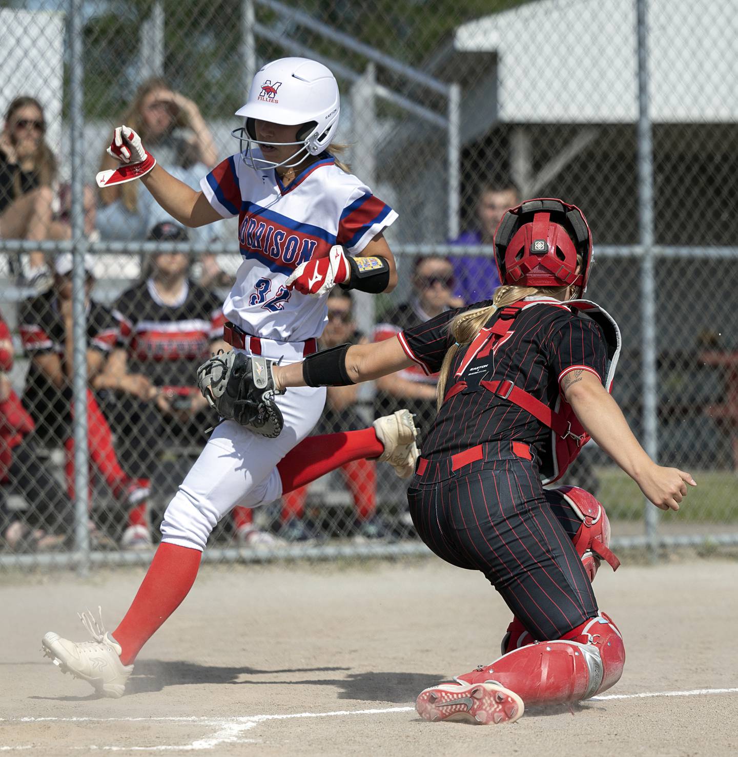 Morrison's Paisley Bush scores against Erie-Prophetstown Thursday, May 14, 2026.