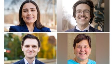Democratic candidates for Pennsylvania's 148th State House of Representatives (clockwise from top left) Megan Griffin-Shelley, Leo Solga, Andrea Deutsch, and Jason Landau Goodman.