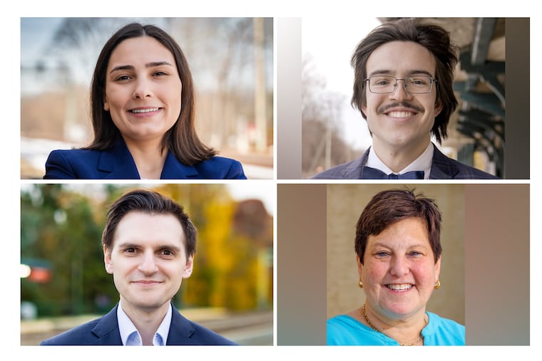 Democratic candidates for Pennsylvania's 148th State House of Representatives (clockwise from top left) Megan Griffin-Shelley, Leo Solga, Andrea Deutsch, and Jason Landau Goodman.