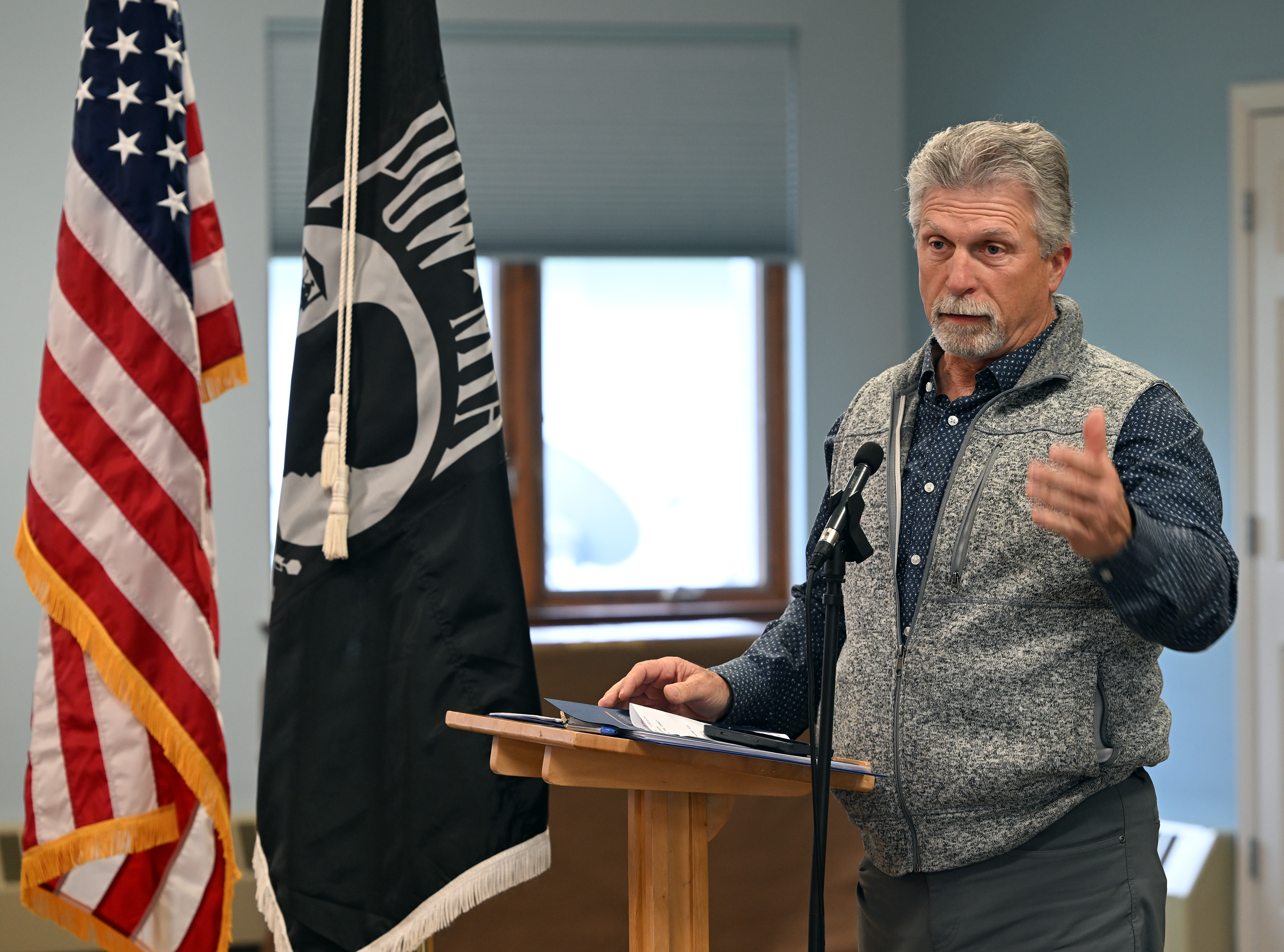 State Rep. David Maloney Sr. speaks during a memorial dedication...