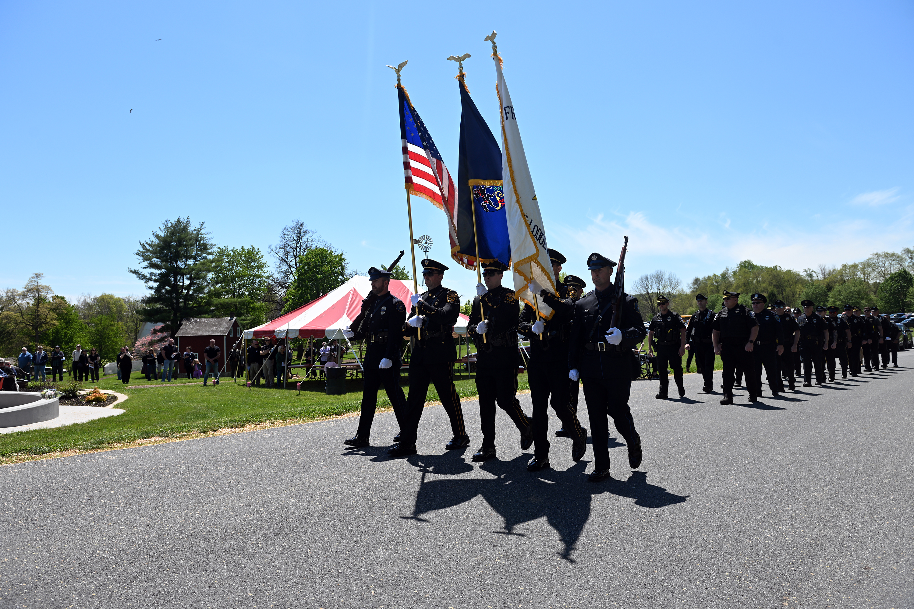 The Berks Lodge and Berks Coutny Sheriff’s Honor Guard march...
