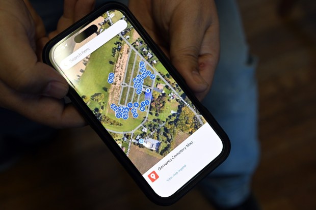 Ben Varner created a mapping app that locates all of the Civil War veteran gravesites in the St. John's Gernant's Church cemetery that when clicked will reveal biographical information on the veteran. (BILL UHRICH/READING EAGLE)