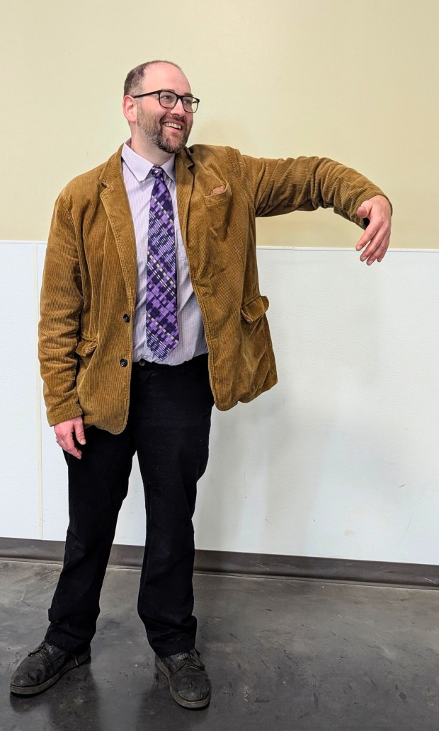 Alex Dorscheimer will portray Elwood P. Dowd, pictured with his best friend, Harvey, an invisible six-foot white rabbit, during the Reading Community Players production of "Harvey" June 5 to 7. (Photo courtesy of Megan Martin)