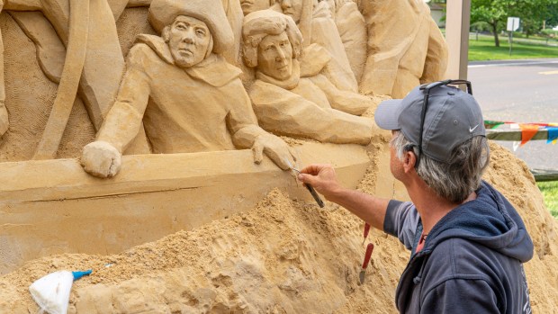 The "Sights in Sand: An American Road Trip" sand sculpture exhibit returns to Peddler's Village in Bucks County for the season. (Courtesy of Peddler's Village)