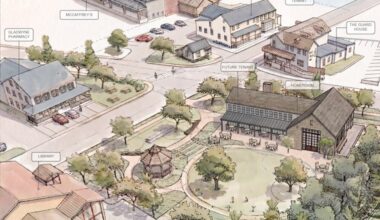 A rendering of the updated proposal for Gladwyne Village in Lower Merion.