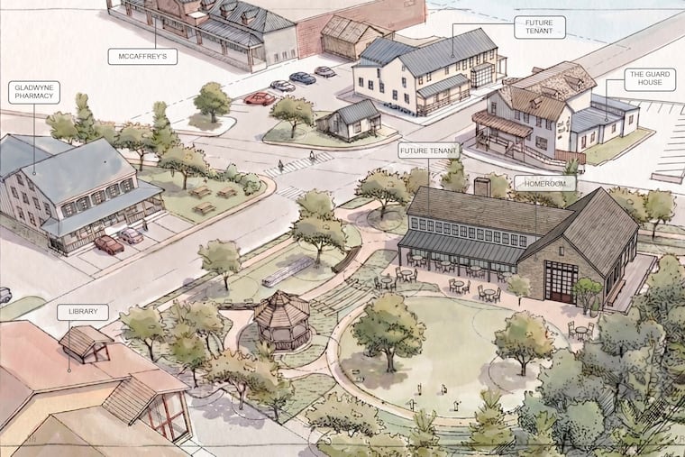 A rendering of the updated proposal for Gladwyne Village in Lower Merion.