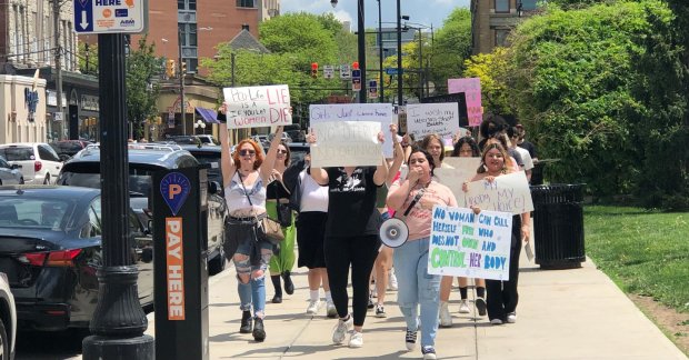Abortion-rights advocates march on Courthouse Square in Scranton in 2022. (TIMES-TRIBUNE FILE)