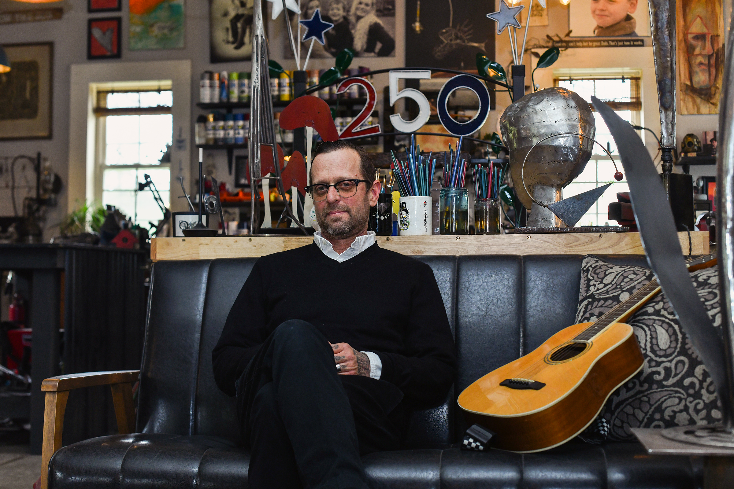 Scott Nichols poses for a photograph in his Meshoppen studio...