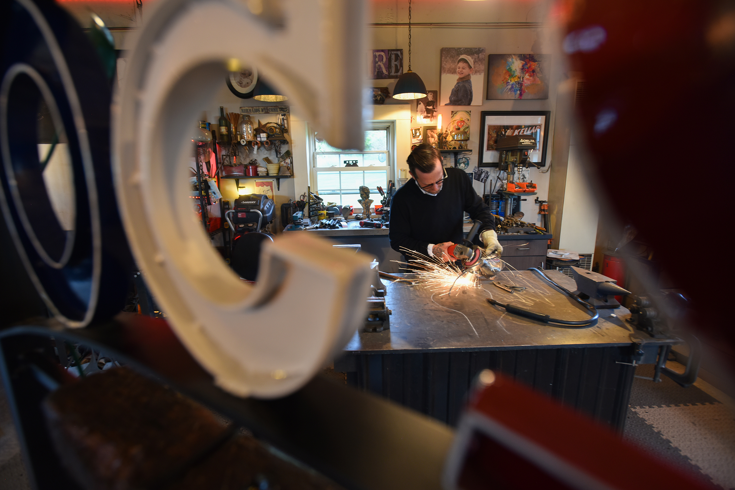 Scott Nichols works in his Meshoppen studio Wednesday, May 13,...