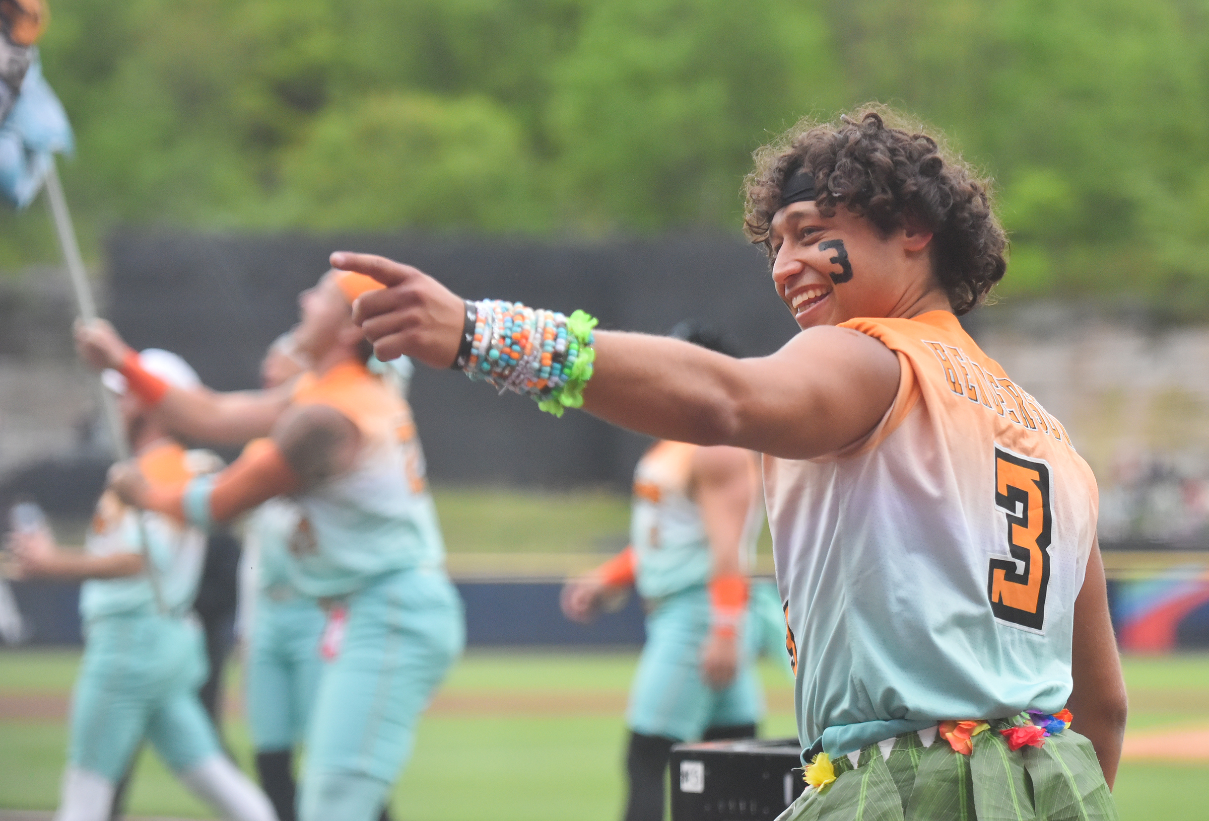 Loco Beach Coconuts player Armani Henderson gestures to the crowd...
