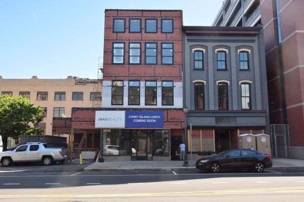 The Coney Island Lunch building on Lackawanna Ave. in downtown Scranton Tuesday, May 26, 2026. (SEAN MCKEAG / STAFF PHOTOGRAPHER)