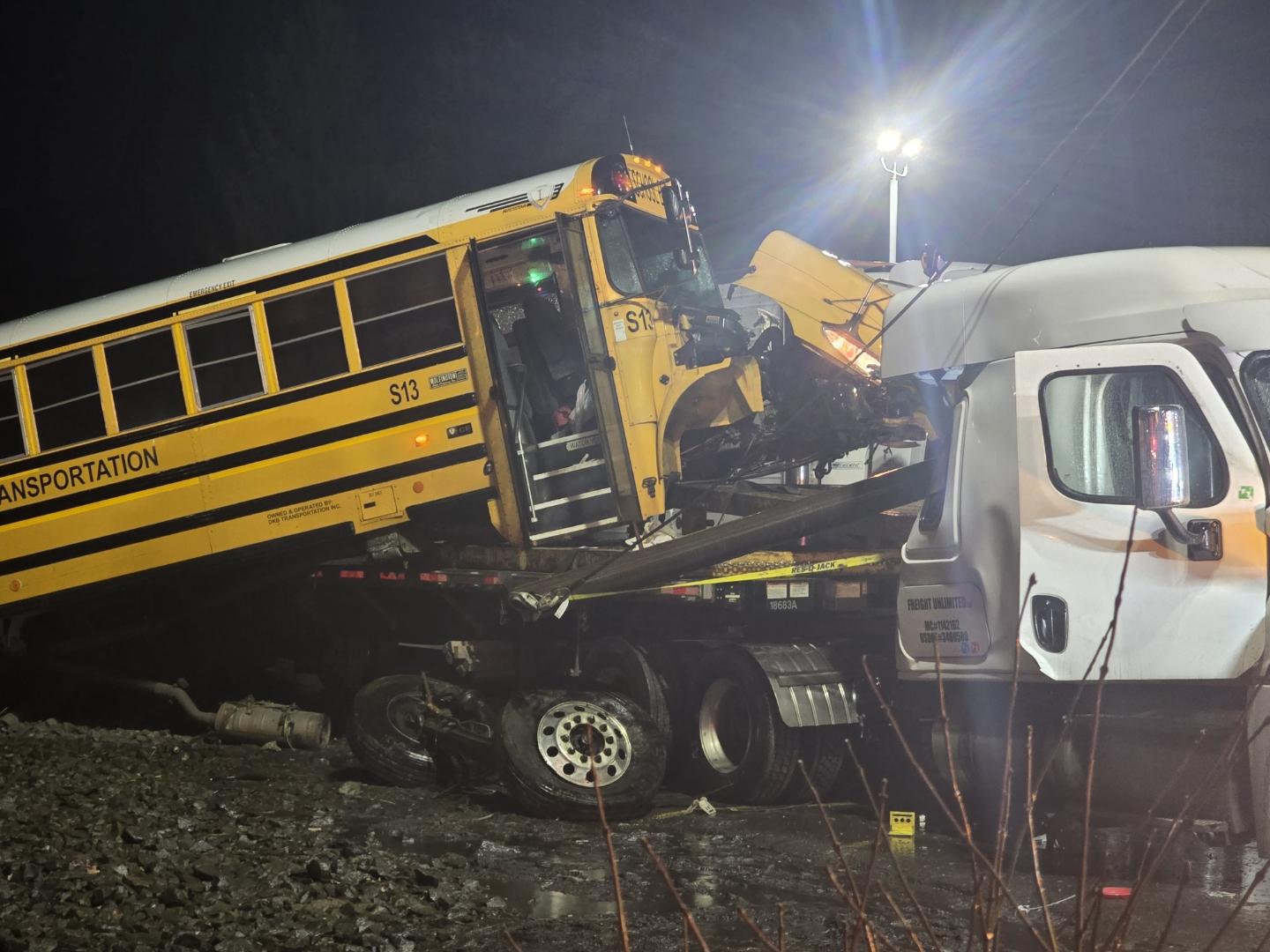 A school bus and semi-truck involved in a crash Sunday...