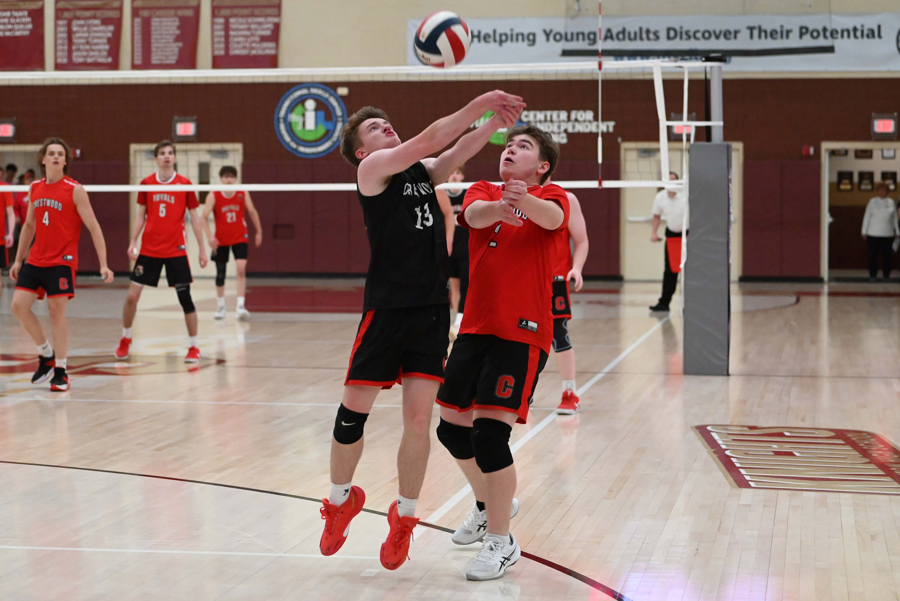 Crestwood’s Luke Joseph and Deven Paulson go for the ball...
