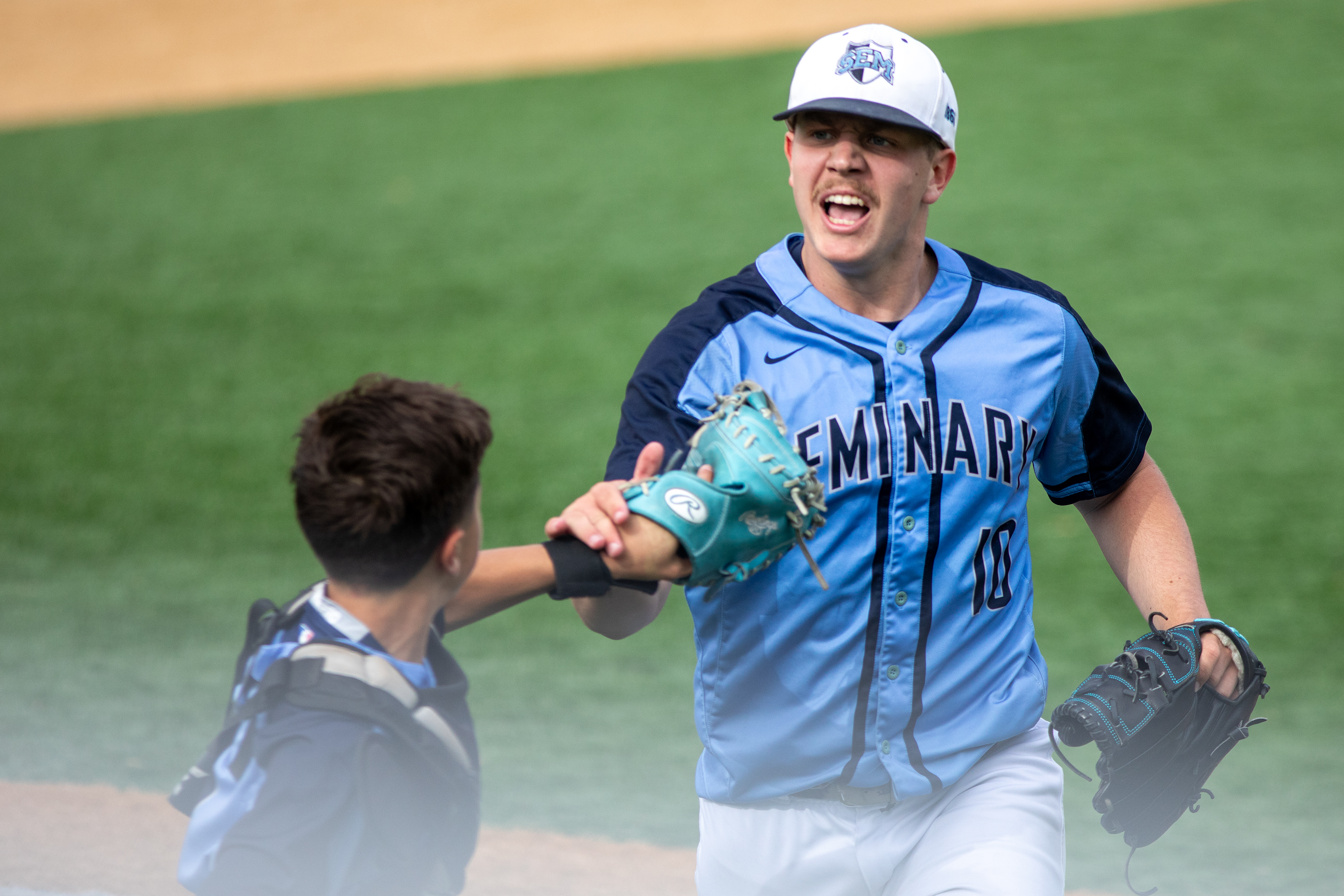 Wyoming Seminary’s Caleb Aponick celebrates with his teammates during the...