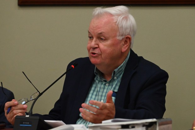 City planner Thomas Shepstone responds to questions regarding potential data centers in the borough's M1 district during the zoning board hearing at the Dickson City Municipal Building in Dickson City on Tuesday, May 20, 2026. (REBECCA PARTICKA/STAFF PHOTOGRAPHER)
