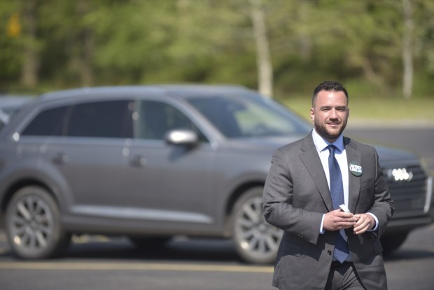 Jeff Lake, running to unseat state Sen. Marty Flynn as the Democratic nominee for the 22nd Senatorial District, arrives to vote at Clarks Summit United Methodist Church on Tuesday, May 19, 2026. (CHAD SEBRING/STAFF PHOTO)