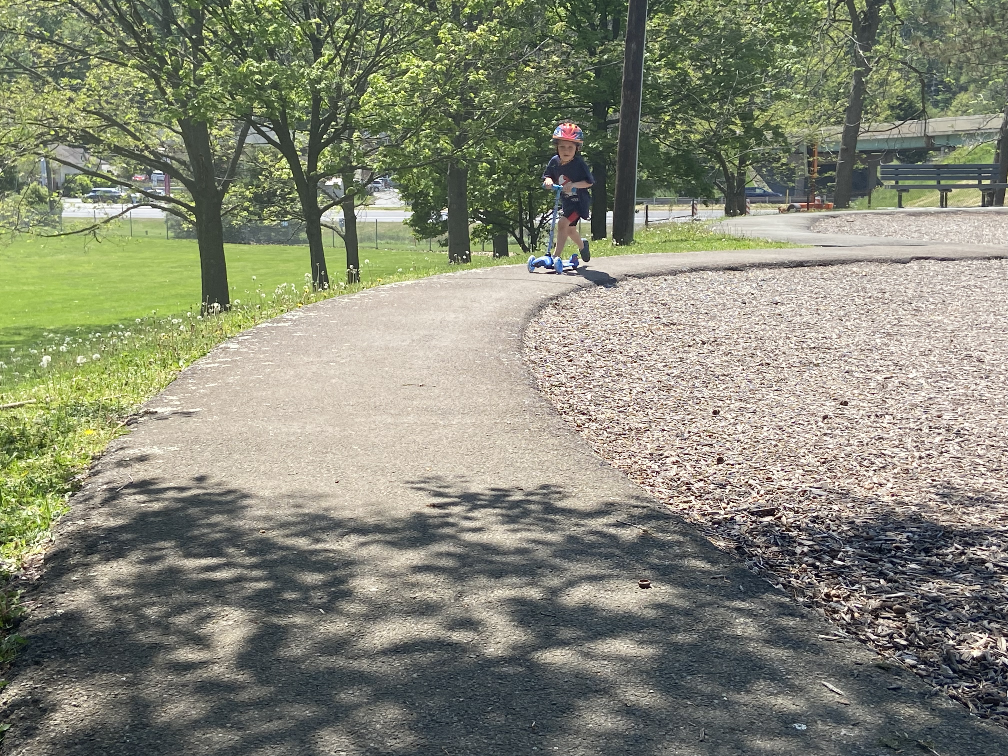 Sebastian Almeida, 5, of Scranton, rides his scooter at South...