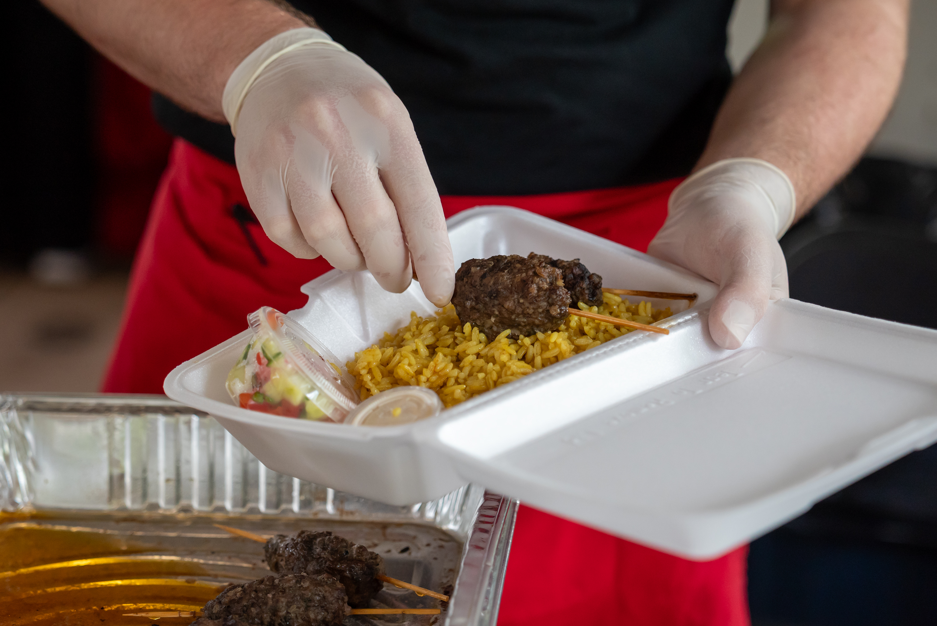 Kufta kabobs at the Jewish Food Festival at Nay Aug...
