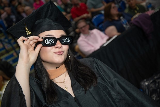 One graduate affirmed that her future is so bright she had to wear shades during Marywood University's 108th annual commencement ceremony Saturday at Mohegan Arena at Casey Plaza, Wilkes-Barre Twp. (COURTESY OF MARYWOOD UNIVERSITY)