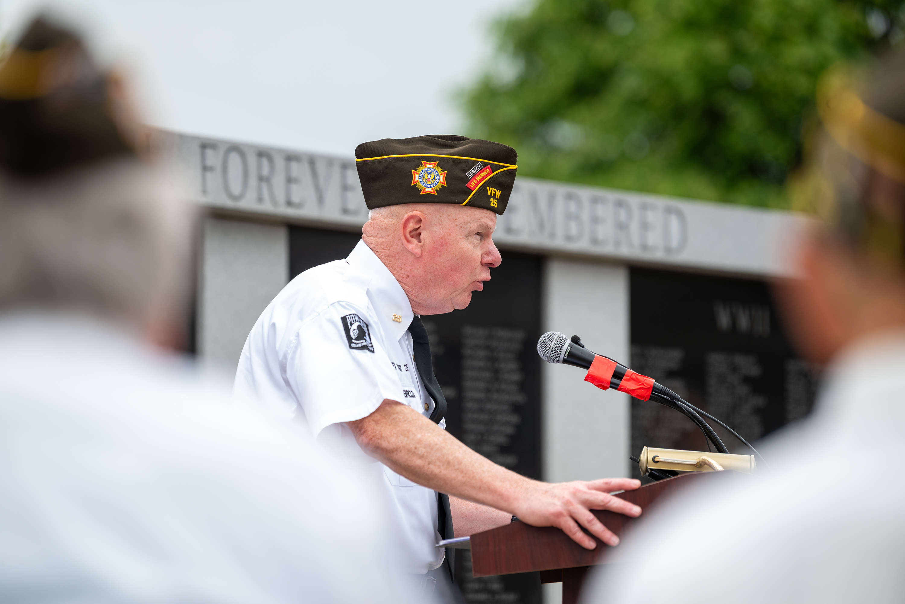VFW Post 25 Quartermaster Justin Ambrozia gives the memorial address...