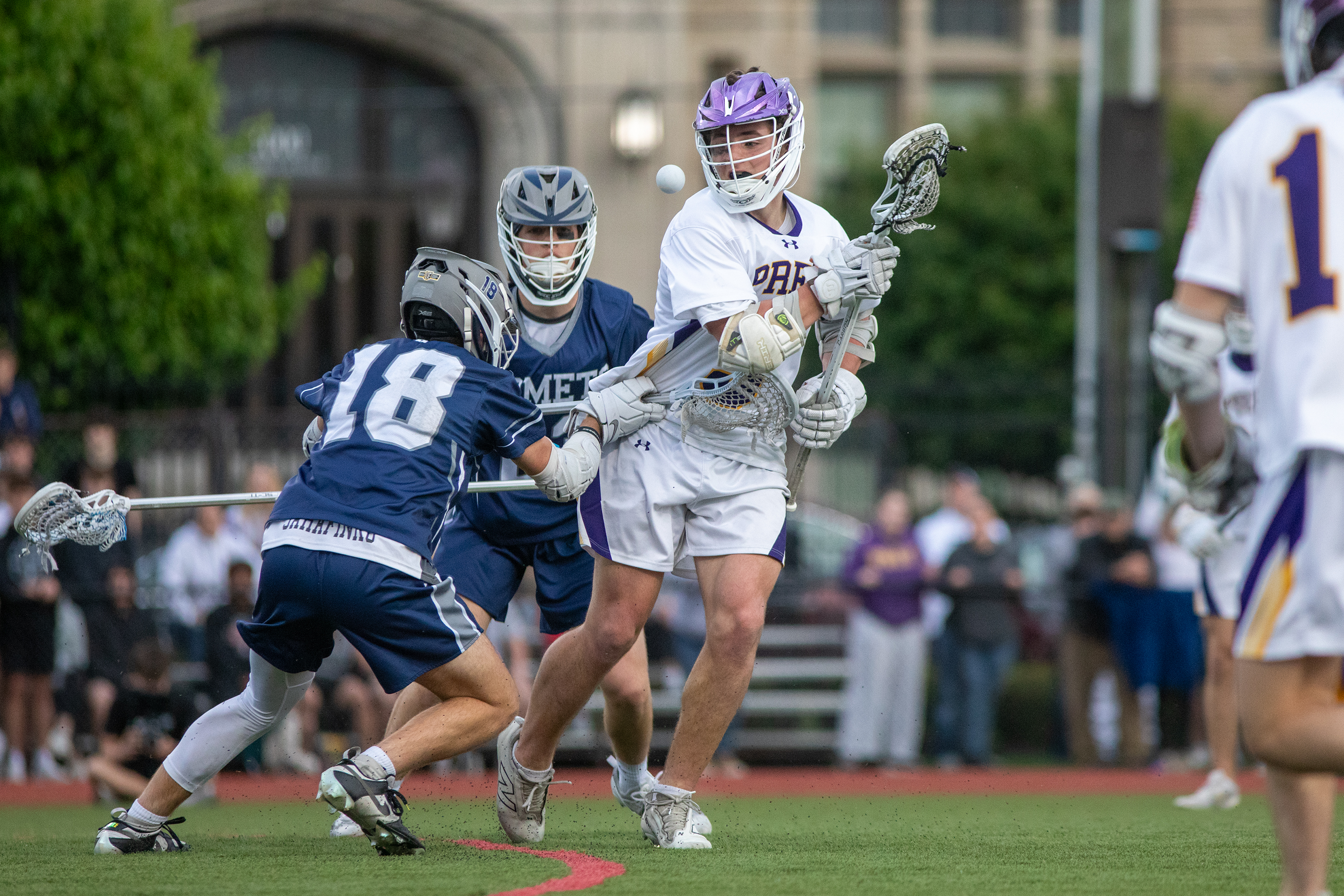 Abington Heights’ Rocco Sarafinko defends Scranton Prep’s Braedon McPartland during...