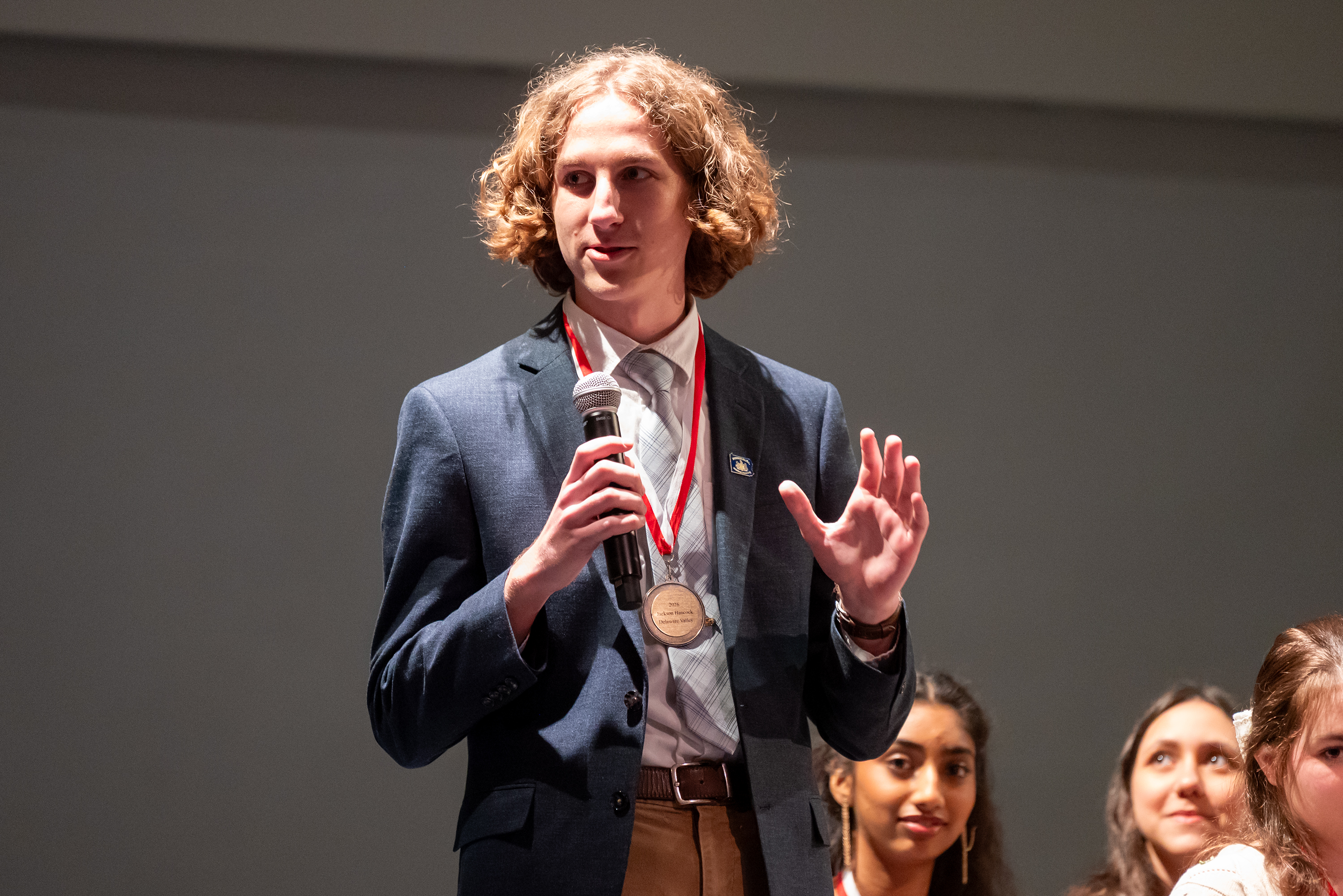 Delaware Valley’s Jackson Hancock during the Q and A section...