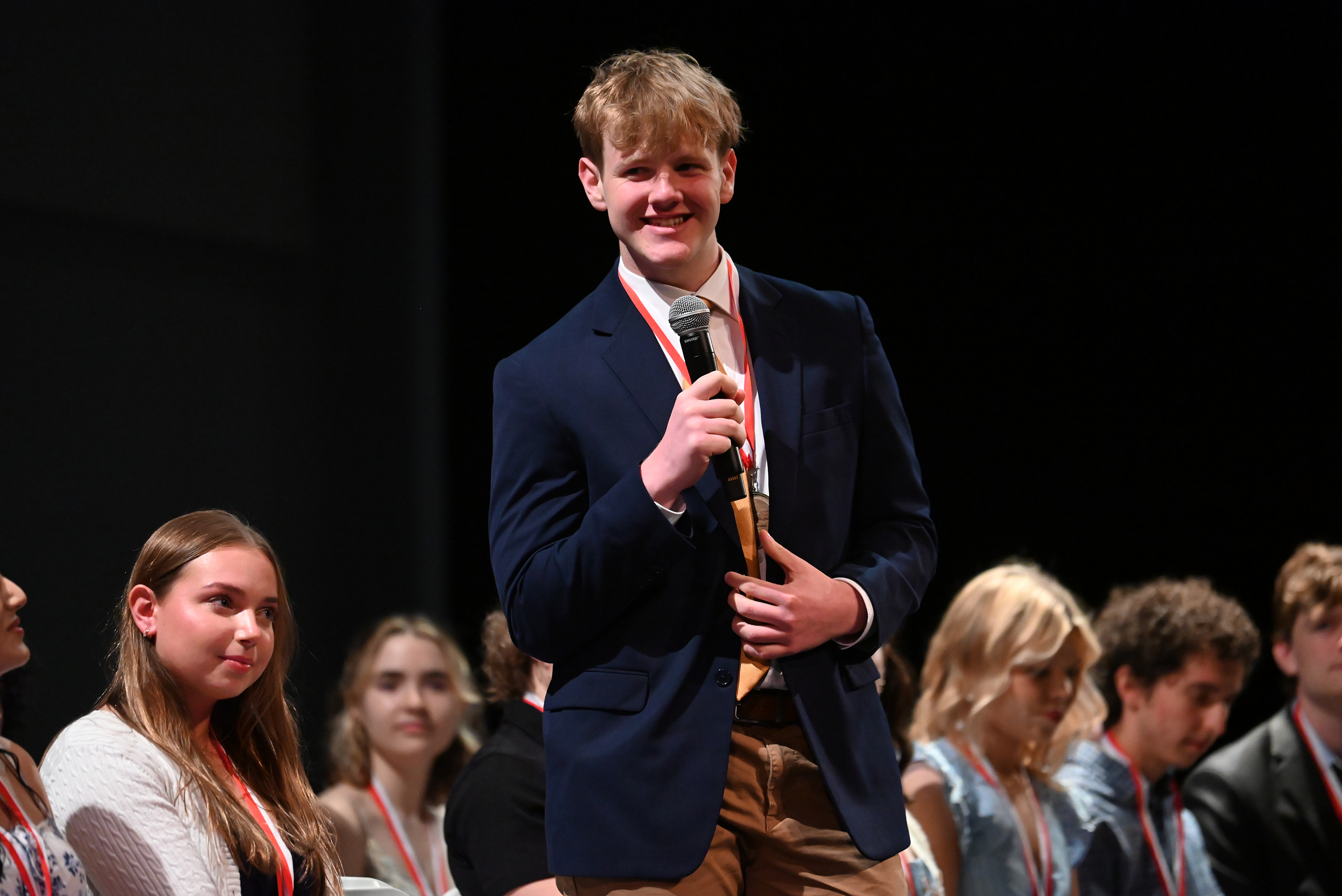 North Pocono’s Gabriel DeScipio during the Q and A section...