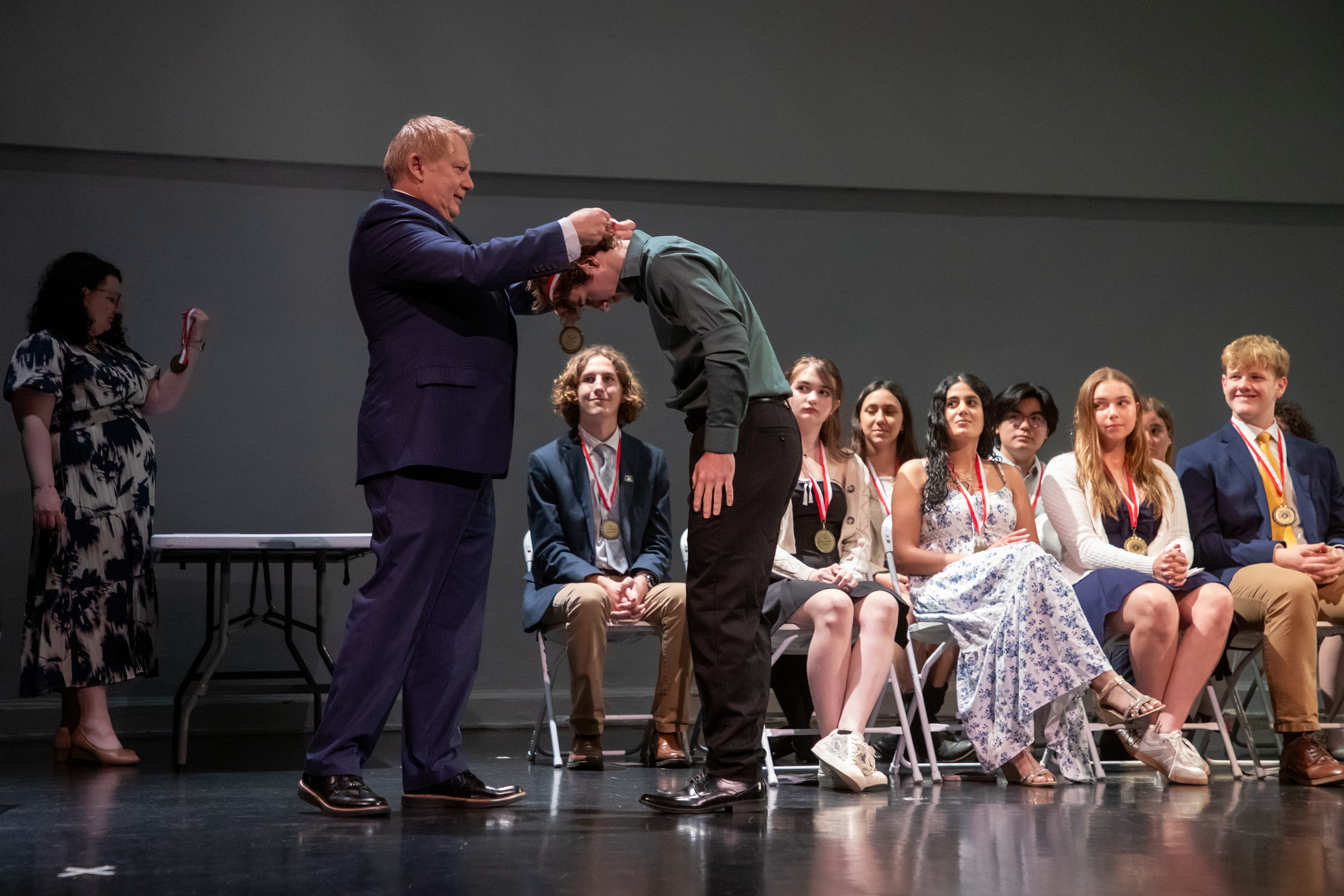 Cohen Orlandini receives his reward during the Q and A...
