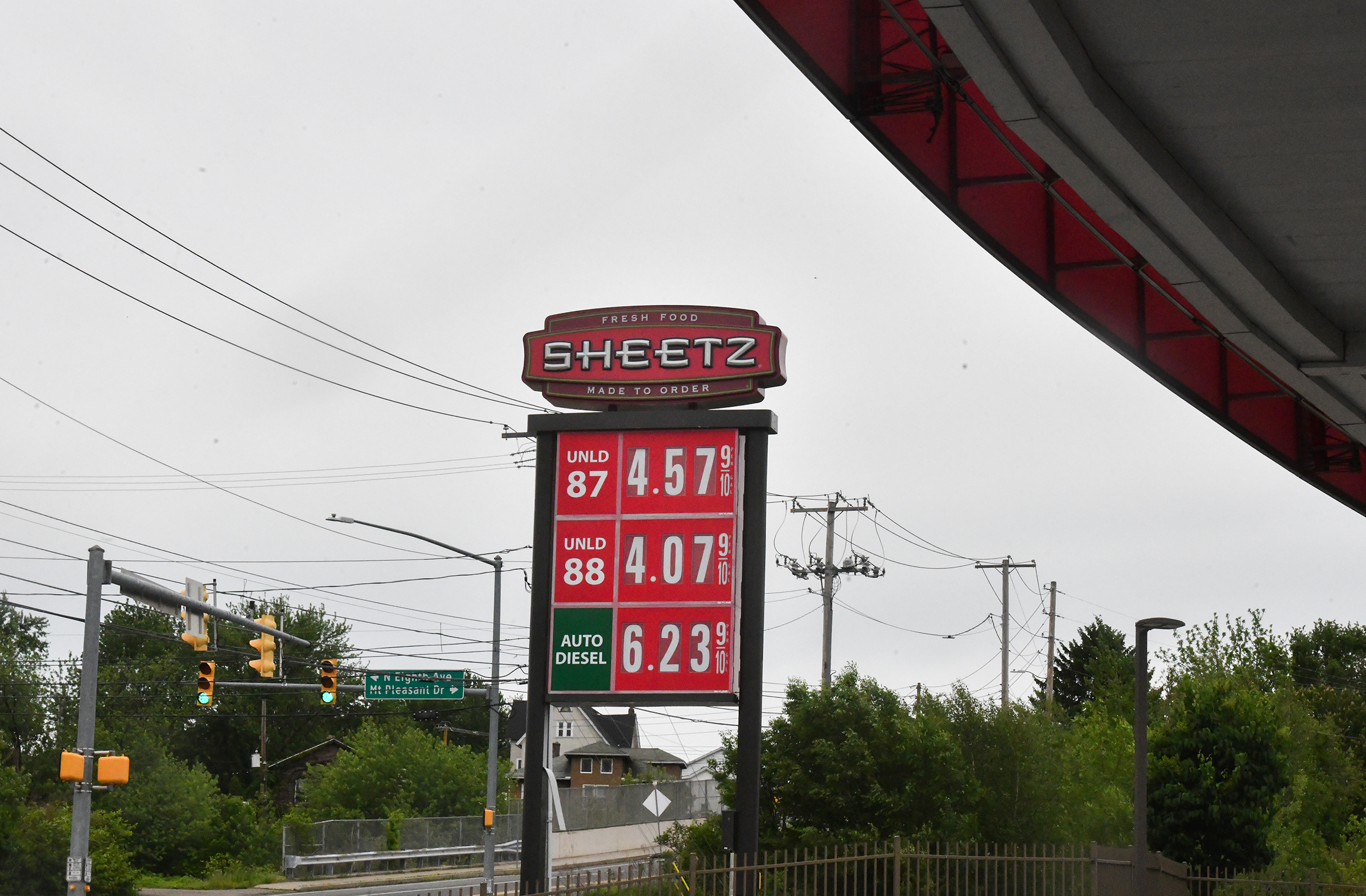 Gas prices are displayed at the Sheetz in Scranton Thursday,...
