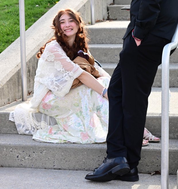 Bangor Area High School students and their guests gather Friday, May 1, 2026, ahead of their prom. (Monica Cabrera/The Morning Call)