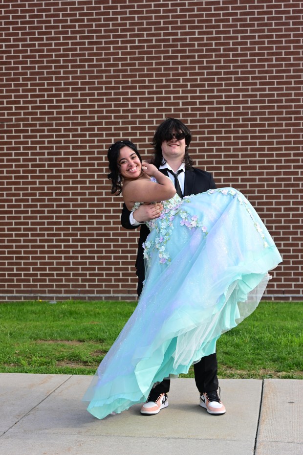 Bangor Area High School students and their guests gather Friday, May 1, 2026, ahead of their prom. (Monica Cabrera/The Morning Call)