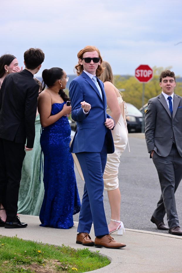 Bangor Area High School students and their guests gather Friday, May 1, 2026, ahead of their prom. (Monica Cabrera/The Morning Call)