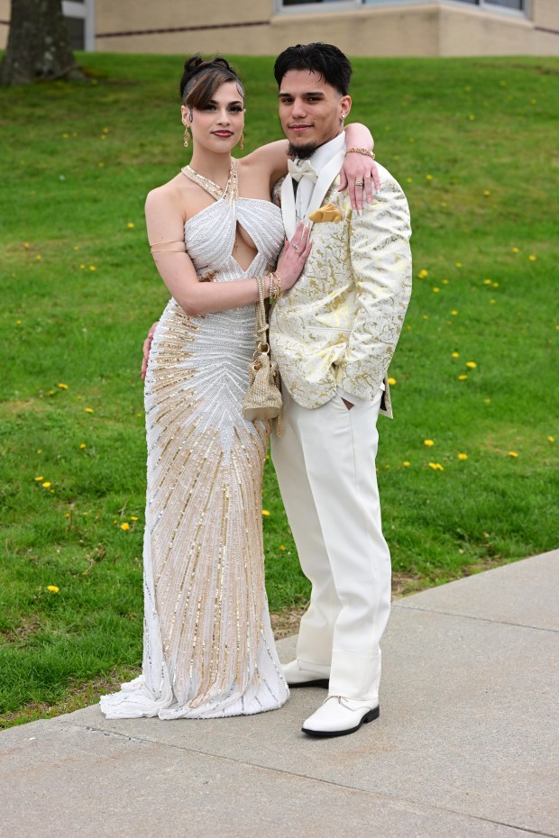 Bangor Area High School students and their guests gather Friday, May 1, 2026, ahead of their prom. (Monica Cabrera/The Morning Call)