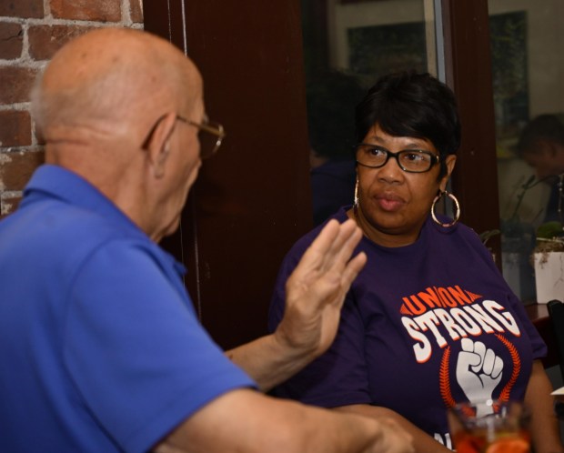 Supporters wait for former Bethlehem firefighter and Democratic congressional candidate Bob Brooks to arrive at his election party on Primary Day, Tuesday, May 19, 2026, at Artisan in Bethlehem. (Monica Cabrera/The Morning Call)
